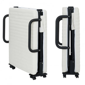 Adjustable Rollaway Guest Bed Portable Folding Ottoman with Removable Mattress and Side Pocket