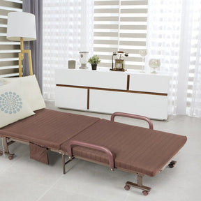 Adjustable Rollaway Guest Bed Portable Folding Ottoman with Removable Mattress and Side Pocket