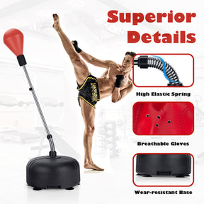 Adjustable Freestanding Punching Bag with Boxing Gloves and 6 Suction Cups