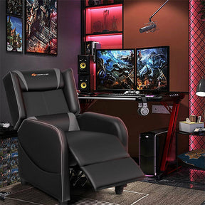 Adjustable Modern Gaming Chair PU Leather Single Recliner Sofa with Footrest Massage Function