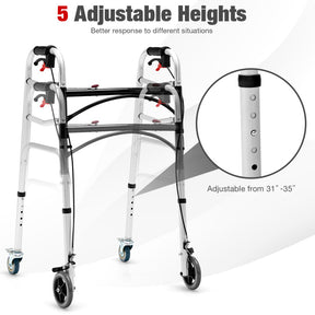 Adjustable Height  Aluminum Rollator Walker with Rolling Wheels and Brakes