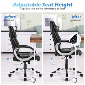 Adjustable High Back Leather Executive Computer Desk Chair for Home and Office
