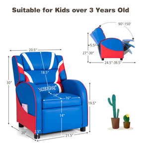 Adjustable Kids Sofa Leather Recliner Chair with Side Pockets