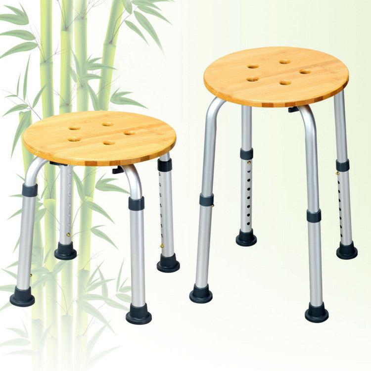 Adjustable Non-Slip Rubber Bamboo Bath Seat Shower Chair