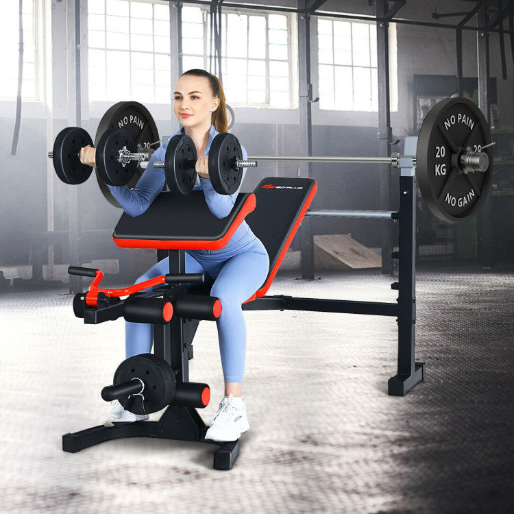 Adjustable Olympic Weight Bench with 5 Adjustable Heights for Strength Training