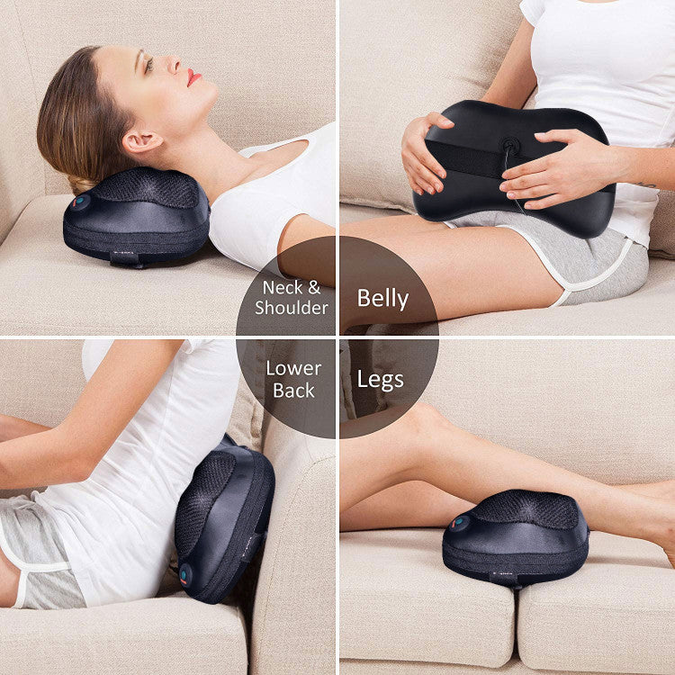 Adjustable Shiatsu Pillow Massager with Heat Deep Kneading for Shoulder, Neck and Back