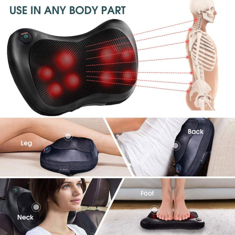 Adjustable Shiatsu Pillow Massager with Heat Deep Kneading for Shoulder, Neck and Back