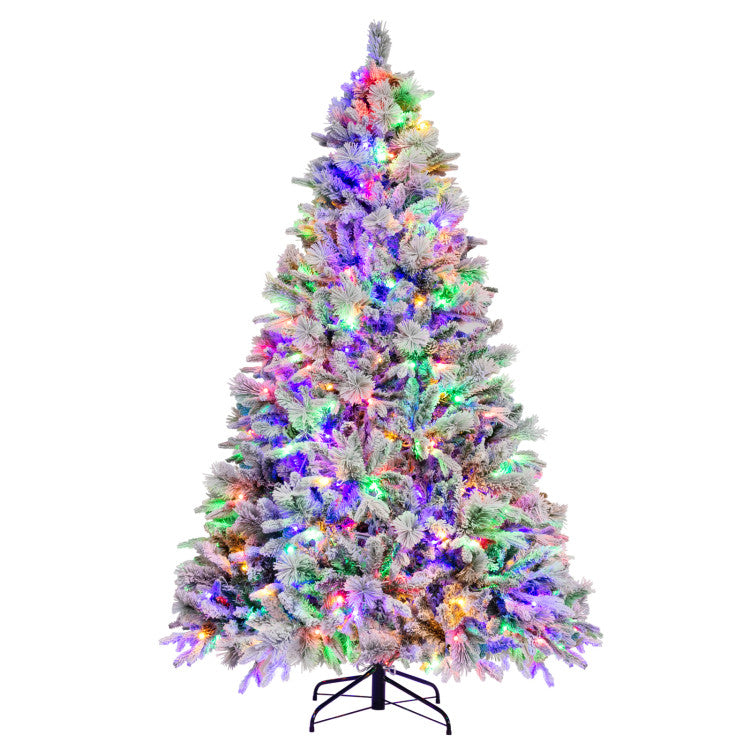 4.5/6/7 Feet Artificial Xmas Tree with Pine Needles and LED Lights