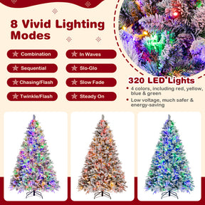 4.5/6/7 Feet Artificial Xmas Tree with Pine Needles and LED Lights
