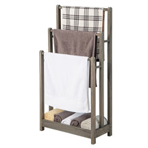 Freestanding Wood Towel Rack, 3-Tier Towel Rack Holder with Bottom Storage Shelf, Anti-toppling Device