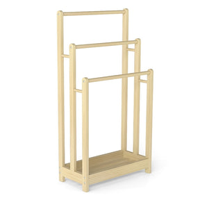 Freestanding Wood Towel Rack, 3-Tier Towel Rack Holder with Bottom Storage Shelf, Anti-toppling Device
