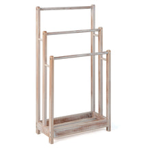 Freestanding Wood Towel Rack, 3-Tier Towel Rack Holder with Bottom Storage Shelf, Anti-toppling Device