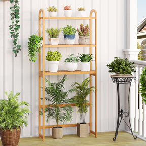 Over the Toilet Storage Rack, 3-Tier Bamboo Bathroom Floor Organizer with 5-Position Shelves