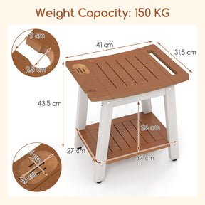 Shower Bench Seat, HIPS Shower Stool w/Handle, Shower Head & Soap Holder for Inside Shower to Sit on