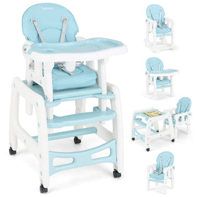 3-in-1 Highchair with Removable 4-Position Tray and Seat Cushion for 6-36 Months