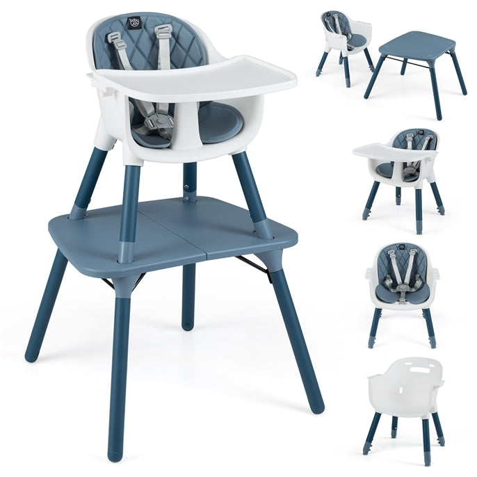 Hikidspace 5 in 1 Convertible Baby High Chair, Infant Dining Chair Booster Seat w/Removable Tray