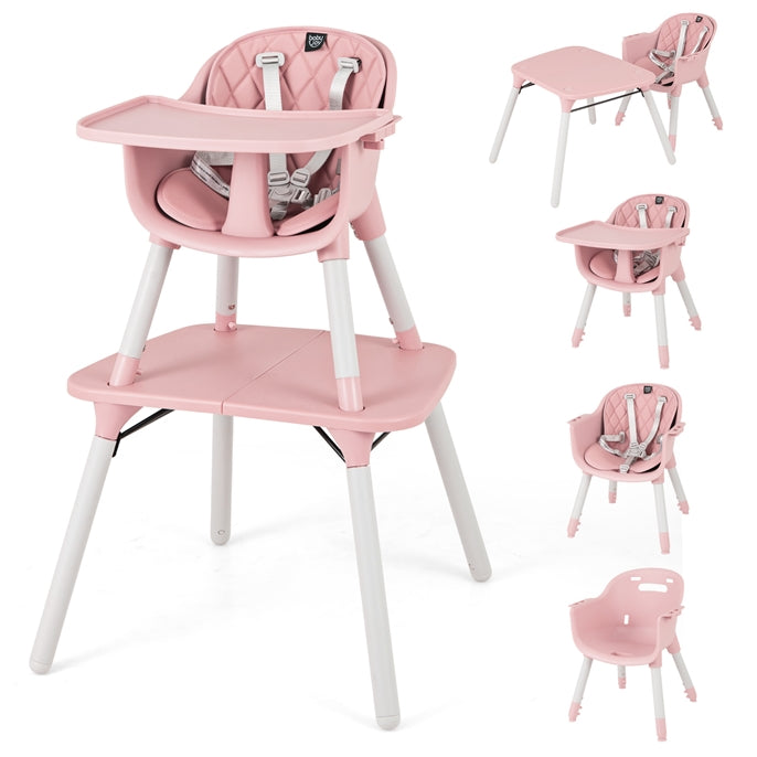 Hikidspace 5 in 1 Convertible Baby High Chair, Infant Dining Chair Booster Seat w/Removable Tray
