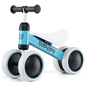 BABY JOY Baby Balance Bike, No Pedal Infant 4 Wheels Bicycle with Non-slip Handlerbar & Padded Saddle Seat