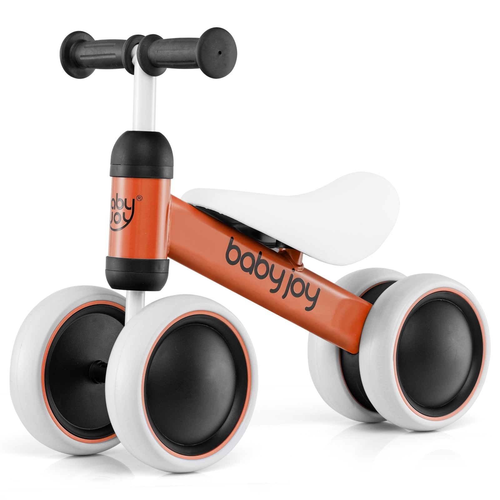 BABY JOY Baby Balance Bike, No Pedal Infant 4 Wheels Bicycle with Non-slip Handlerbar & Padded Saddle Seat