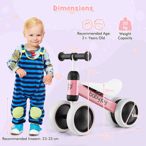 BABY JOY Baby Balance Bike, No Pedal Infant 4 Wheels Bicycle with Non-slip Handlerbar & Padded Saddle Seat