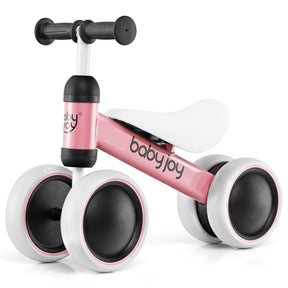 BABY JOY Baby Balance Bike, No Pedal Infant 4 Wheels Bicycle with Non-slip Handlerbar & Padded Saddle Seat
