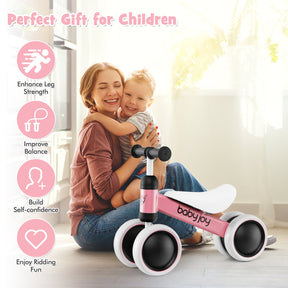 BABY JOY Baby Balance Bike, No Pedal Infant 4 Wheels Bicycle with Non-slip Handlerbar & Padded Saddle Seat