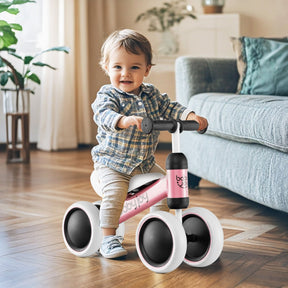 BABY JOY Baby Balance Bike, No Pedal Infant 4 Wheels Bicycle with Non-slip Handlerbar & Padded Saddle Seat