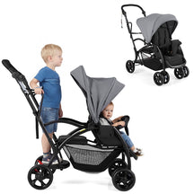 Foldable Double Stroller, Sit and Stand Stroller, with Wristband