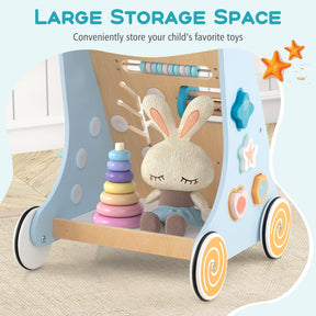 8-in-1 Wooden Baby Walker, Push and Pull Learning Activity Center for 1+ Years Old