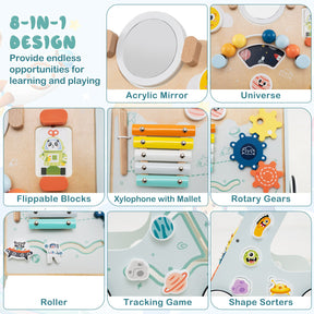 8-in-1 Wooden Baby Walker, Montessori Walker Toy with Wheels