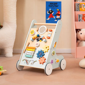 8-in-1 Wooden Baby Walker, Montessori Walker Toy with Wheels