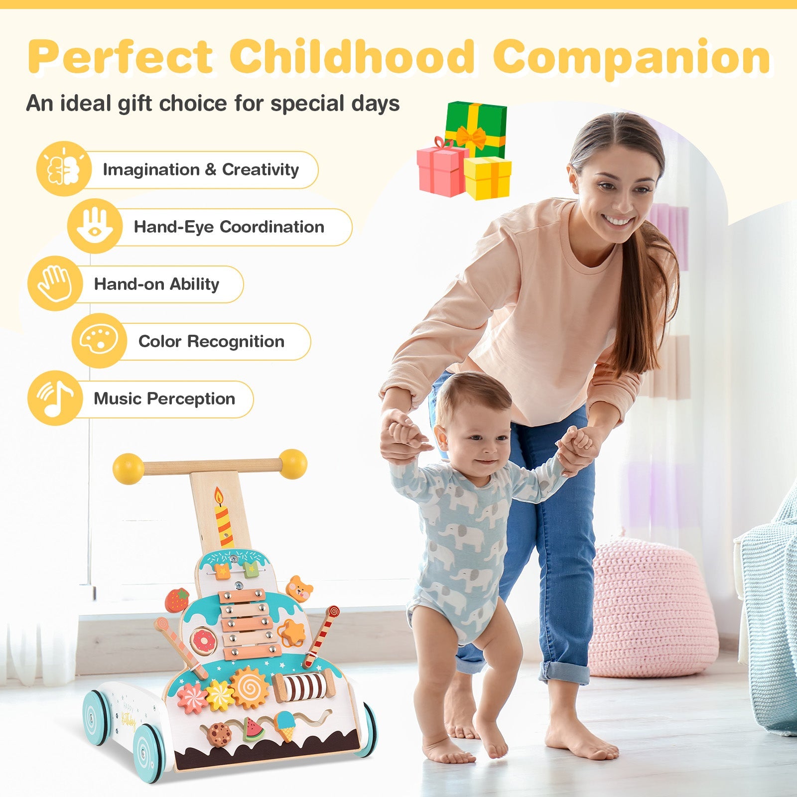 Baby Joy Montessori Wooden Baby Walker