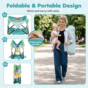 Foldable Baby Jumper, Portable Activity Jumper, Blue/Pink
