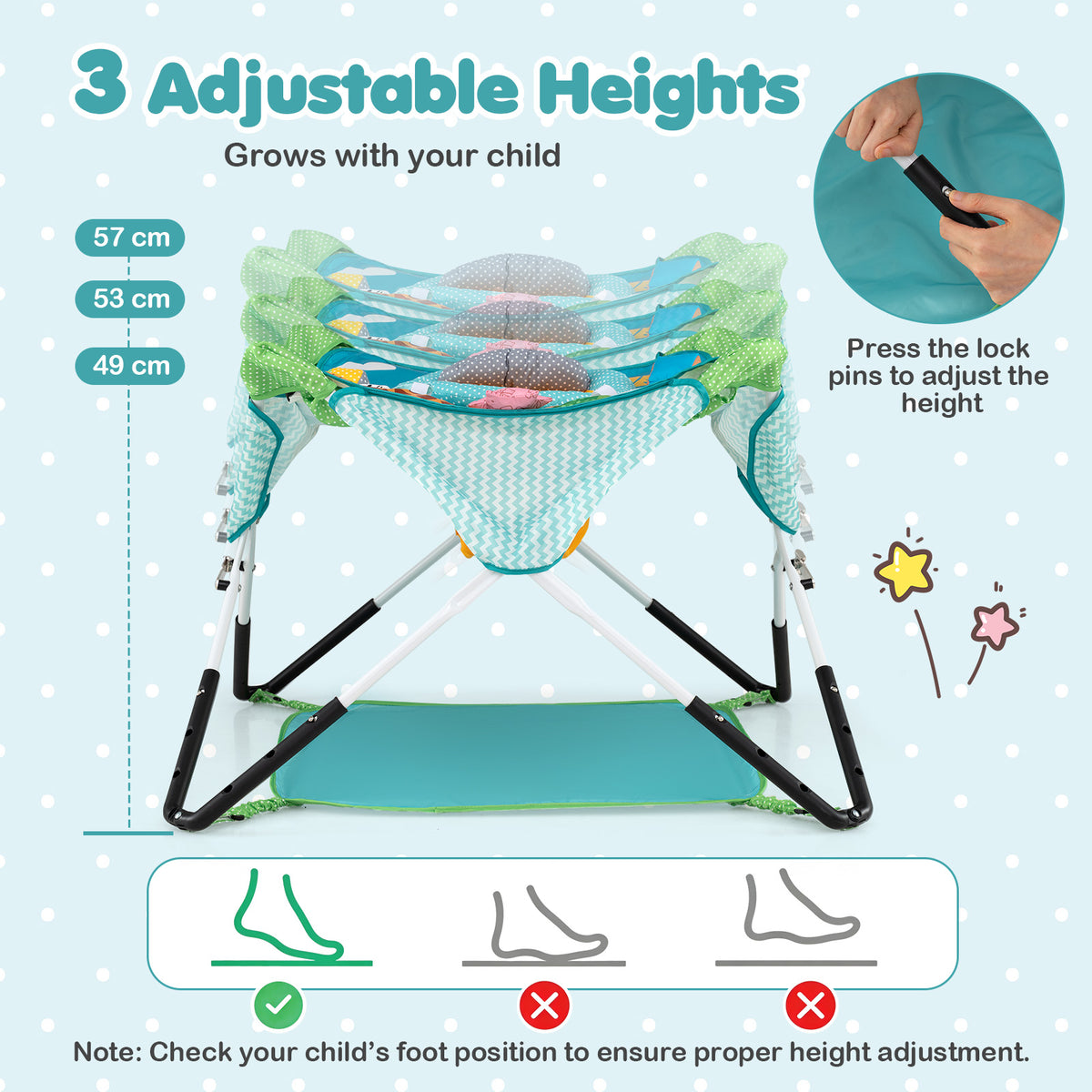 Foldable Baby Jumper, Portable Activity Jumper, Blue/Pink