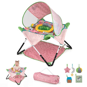 Foldable Baby Jumper, Portable Activity Jumper, Blue/Pink