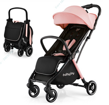 Lightweight Baby Stroller, Folding Infant Toddler Stroller w/Backrest, Storage Basket,Footrest & Canopy