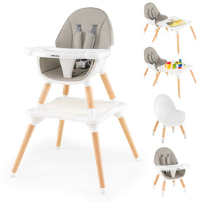 6-in-1 Convertible Table Chair Set, Wooden Infant Seat Feeding Dining Studying Chair for Kids 6-36 Months