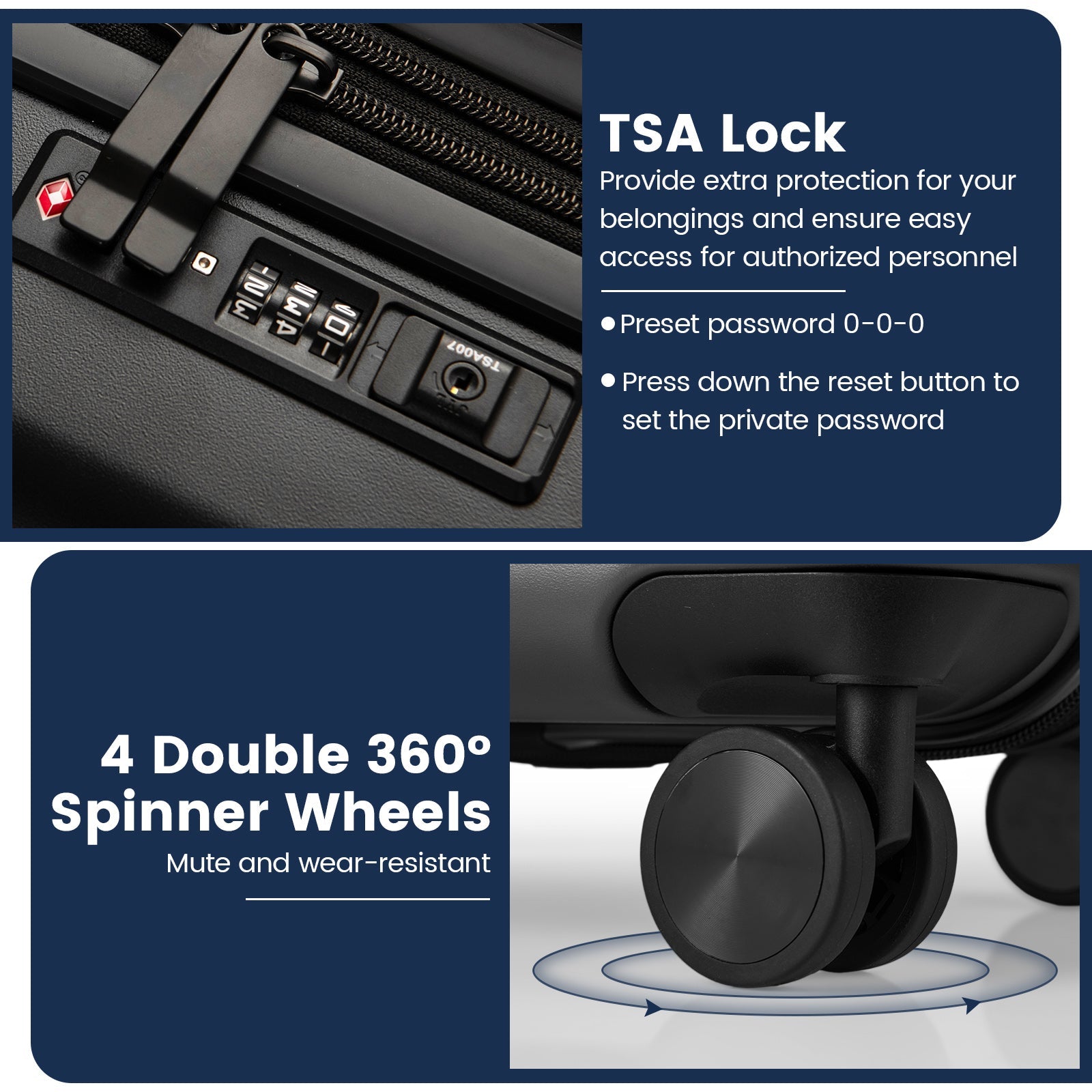 Lightweight PC Hardside Suitcase w/Double TSA Lock