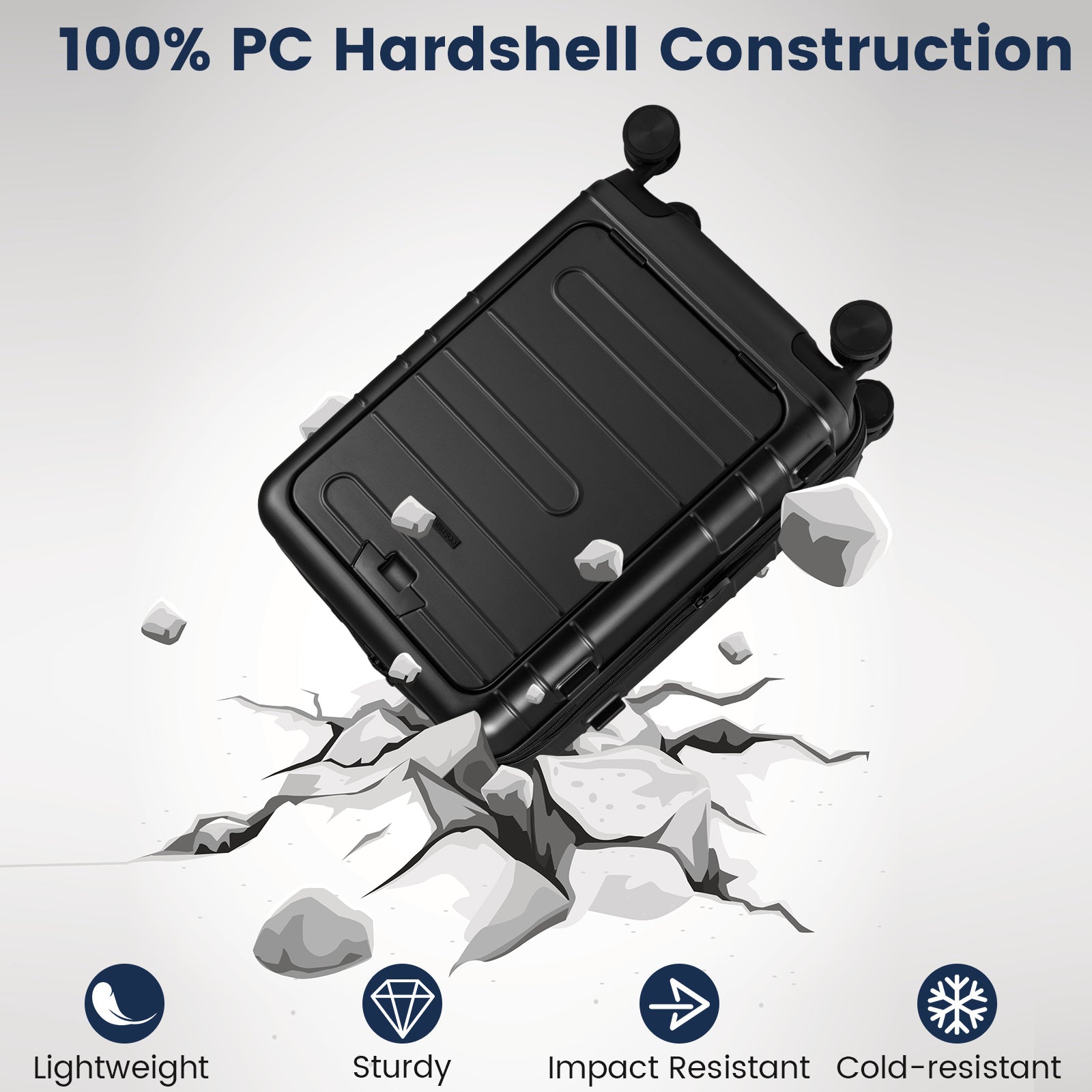 Lightweight PC Hardside Suitcase w/Double TSA Lock