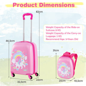 BABY JOY 2 PCS Kids Luggage Set, 13" & 16" Kids Carry On Suitcase Set