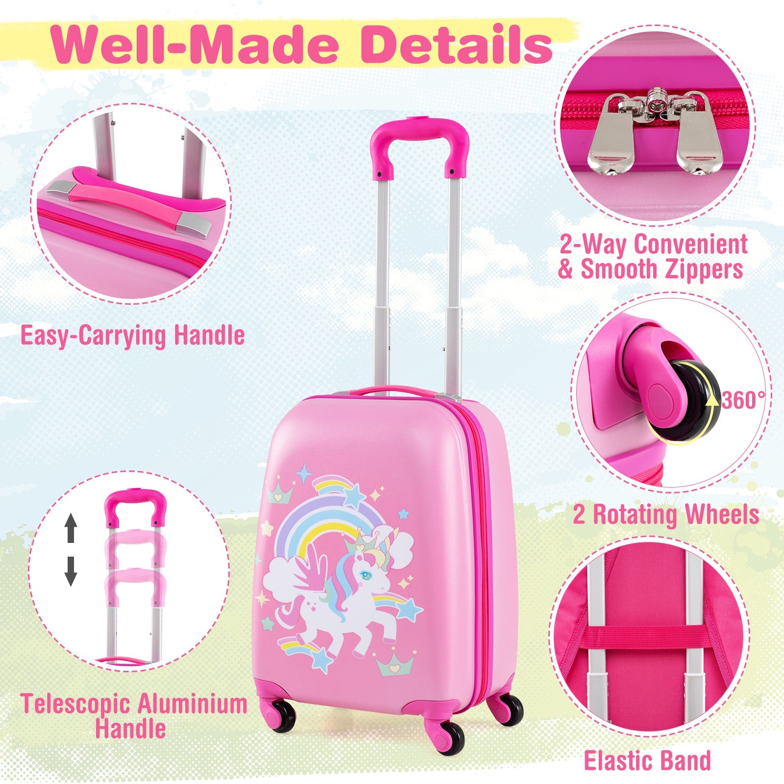 BABY JOY 2 PCS Kids Luggage Set, 13" & 16" Kids Carry On Suitcase Set