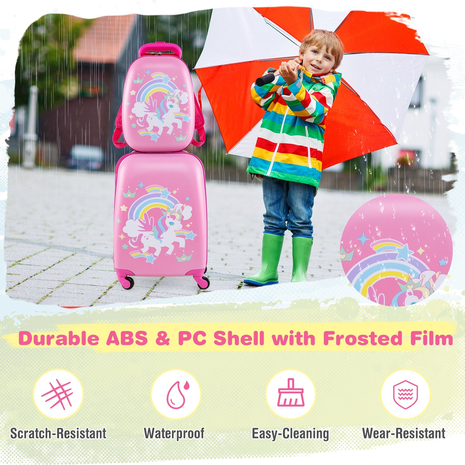 BABY JOY 2 PCS Kids Luggage Set, 13" & 16" Kids Carry On Suitcase Set