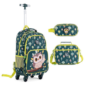 Wheeled Backpack with Lunch Box and Pencil Case, Travel Luggage for Kindergarten, Elementary Preschool Students