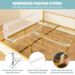 BABY JOY 152 x 42 cm Swing Down Baby Bed Guard Rail w/Adjustable Safety Strap