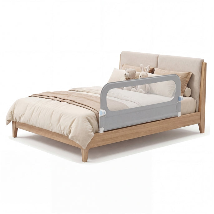 Foldable Bed Rail for Toddlers, 120 cm Long Adjustable Baby Bed Rail Guard with Removable Oxford Fabric Cover & Robust U-shaped Base