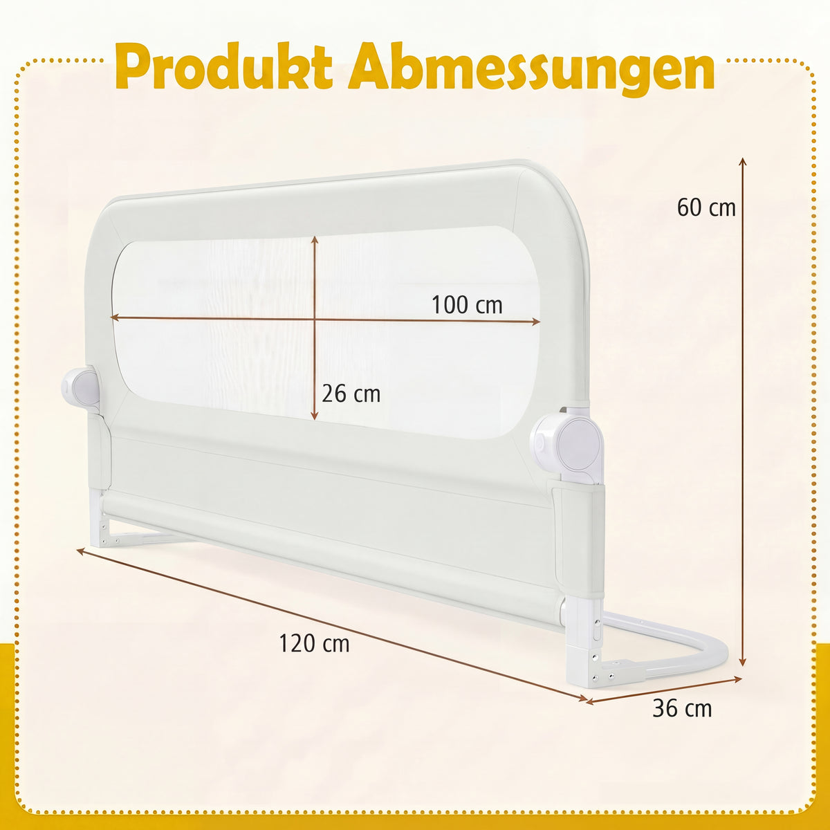 Foldable Bed Rail for Toddlers, 120 cm Long Adjustable Baby Bed Rail Guard with Removable Oxford Fabric Cover & Robust U-shaped Base