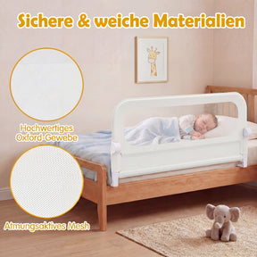 Foldable Bed Rail for Toddlers, 120 cm Long Adjustable Baby Bed Rail Guard with Removable Oxford Fabric Cover & Robust U-shaped Base