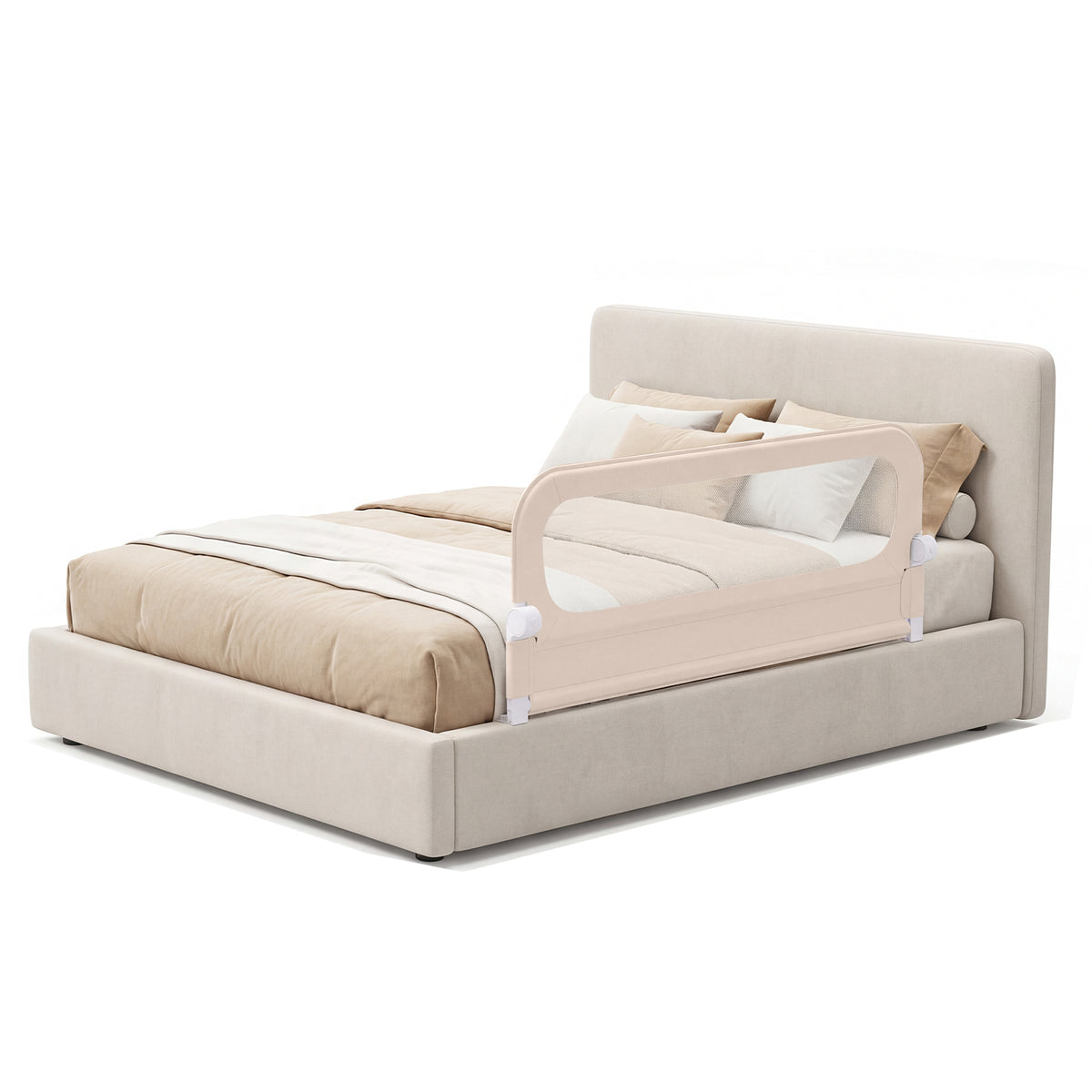 Foldable Bed Rail for Toddlers, 150/180/200 cm Long Adjustable Baby Bed Rail Guard with Removable Oxford Fabric Cover & Robust U-shaped Base