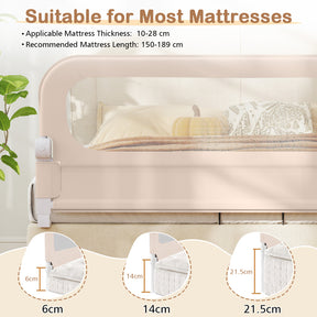 Foldable Bed Rail for Toddlers, 150/180/200 cm Long Adjustable Baby Bed Rail Guard with Removable Oxford Fabric Cover & Robust U-shaped Base