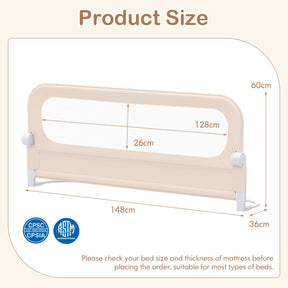 Foldable Bed Rail for Toddlers, 150/180/200 cm Long Adjustable Baby Bed Rail Guard with Removable Oxford Fabric Cover & Robust U-shaped Base